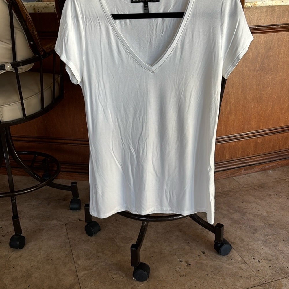 White House Black Market Relaxed White Short Sleeve T-Shirt